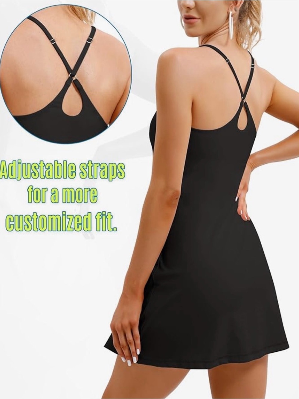 Black Scoop Neck Tennis Dress - Picture 3 of 5